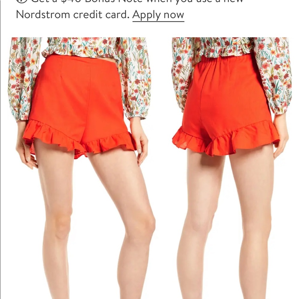 Lost and Wader papaya ruffle shorts